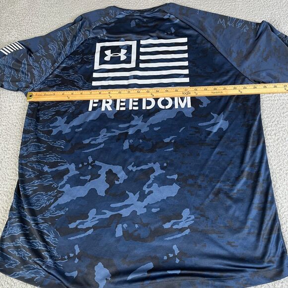 Under Armour Shirt Mens XXL Navy Blue Freedom Camo Performance Tee Athleisure - Picture 8 of 10